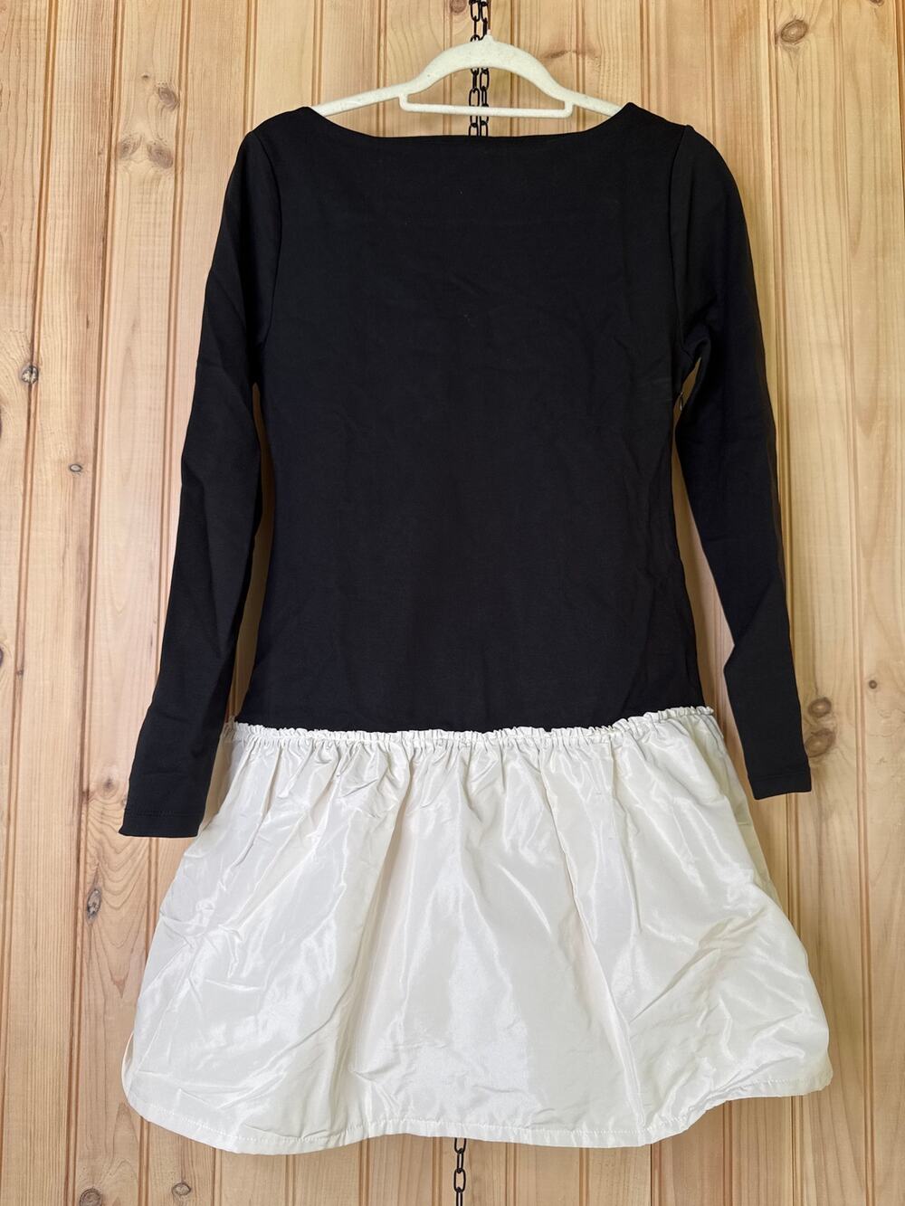 NWT J. CREW Bubble-hem Colorblock Mixy Dress Black White Boat Neck Mini Size M